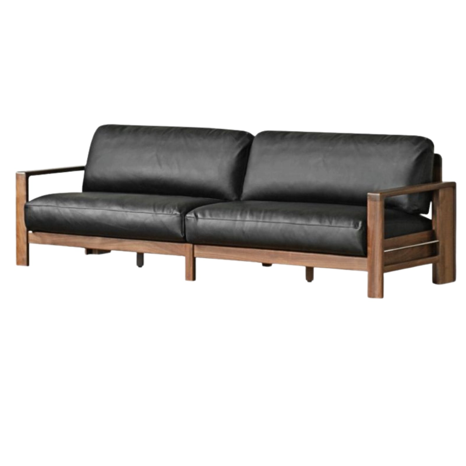 Black Walnut Solid Wood Leather Sofa