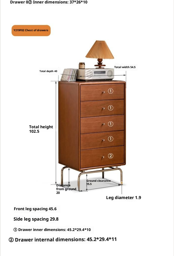 Poplar Solid Wood Bedroom Vintage Style Combination Set