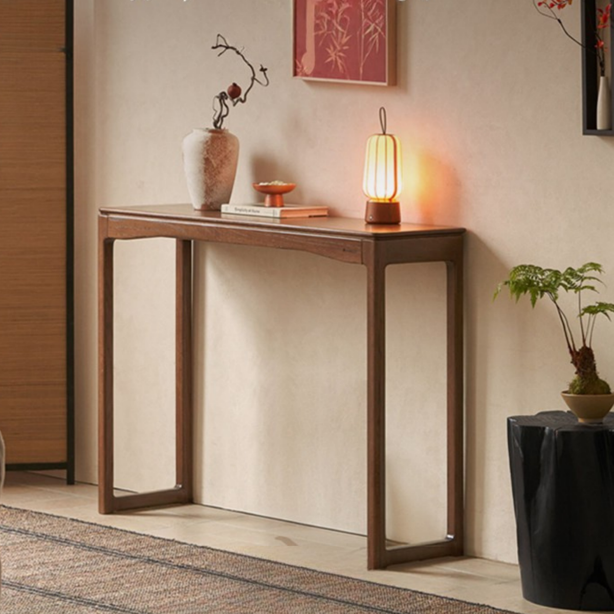 Console Bench Oak Solid Wood Console Table, Entryway Bench
