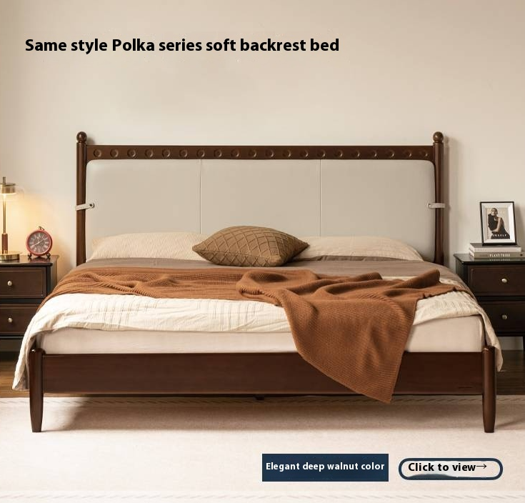 Ash Solid Wood Bed – Bauhaus Style with Soft Leather Upholstery