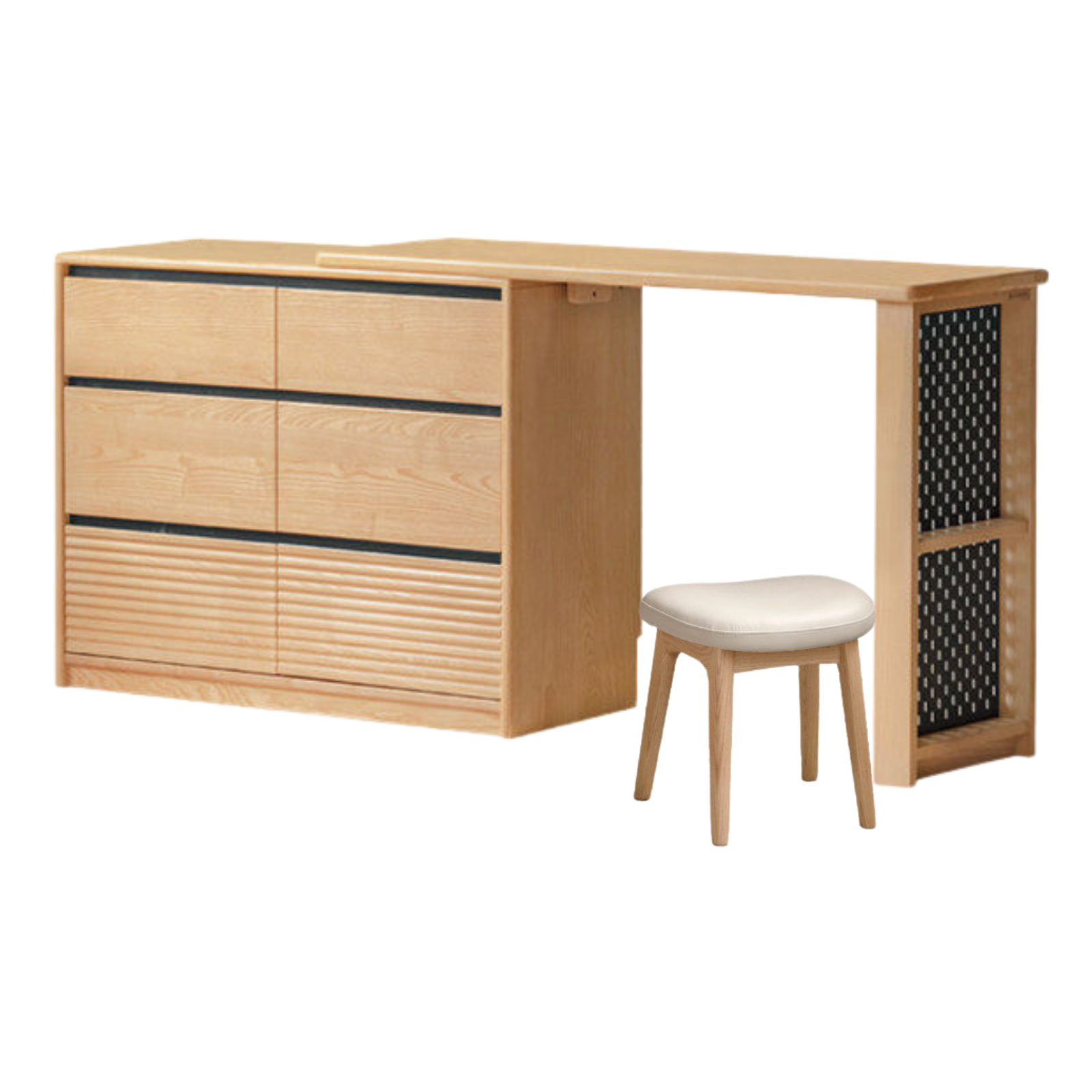 Ash Solid Wood Modern Multi-function Vanity Table.