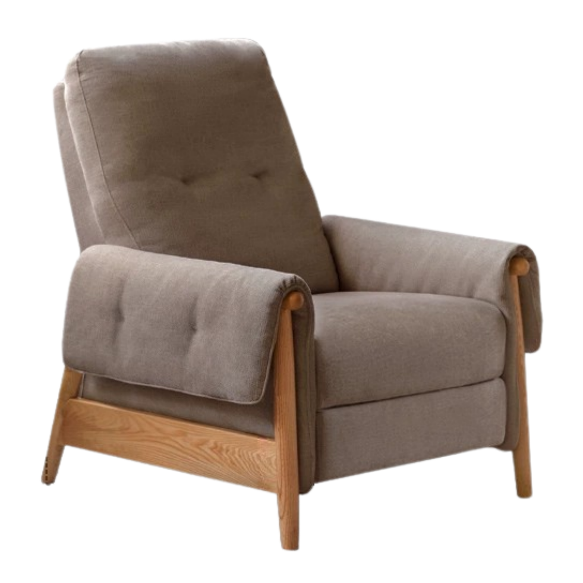 Ash Solid Wood Fabric Reclining Foldable Lounge armChair