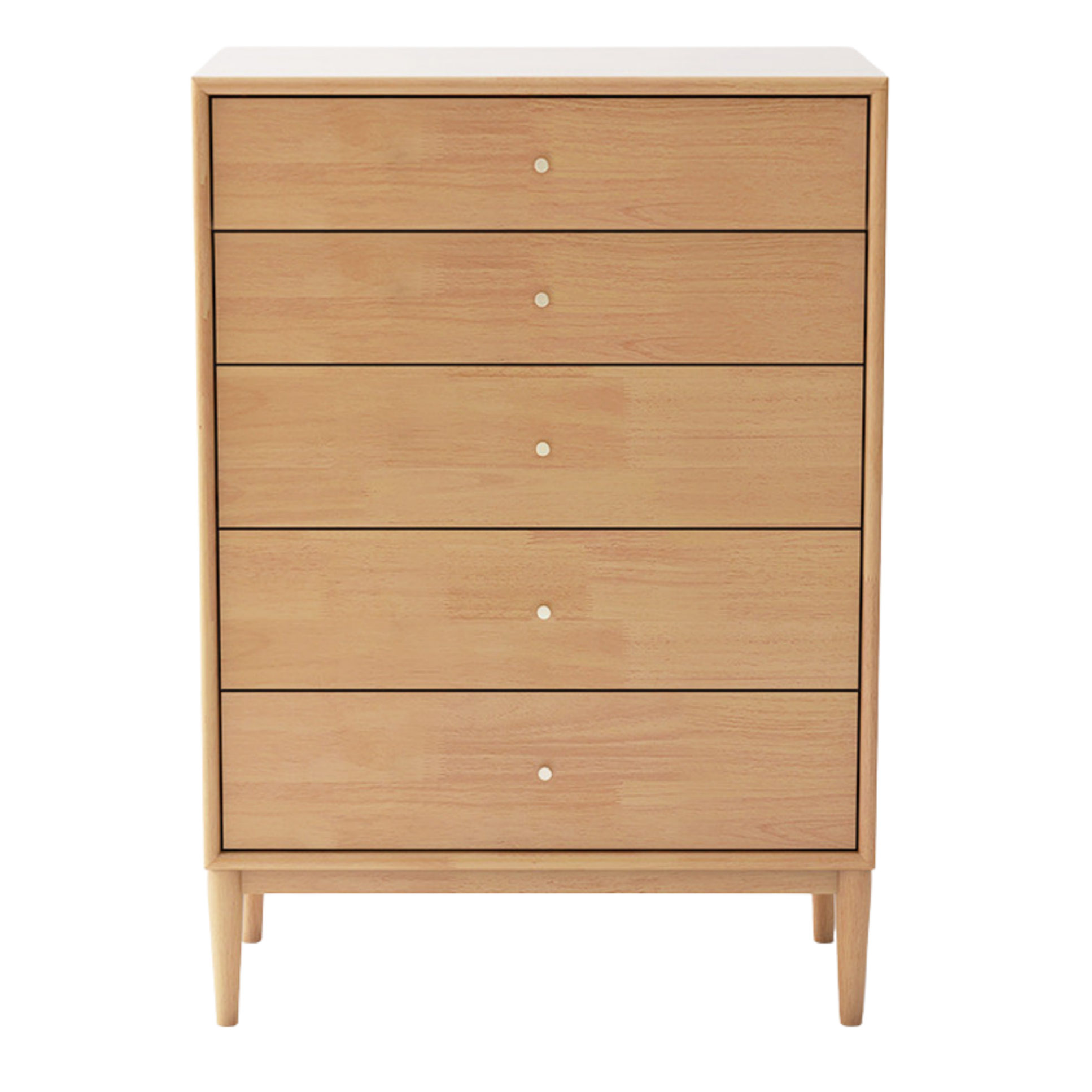 Oak Solid Wood, Solid RubberWood Nordic Chest of Drawers