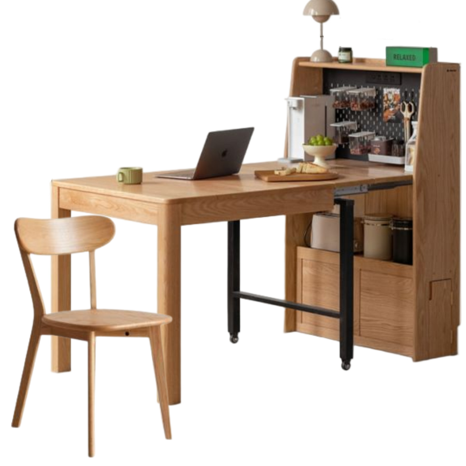 Oak Solid Wood Modern Minimalist Extendable Dining Table