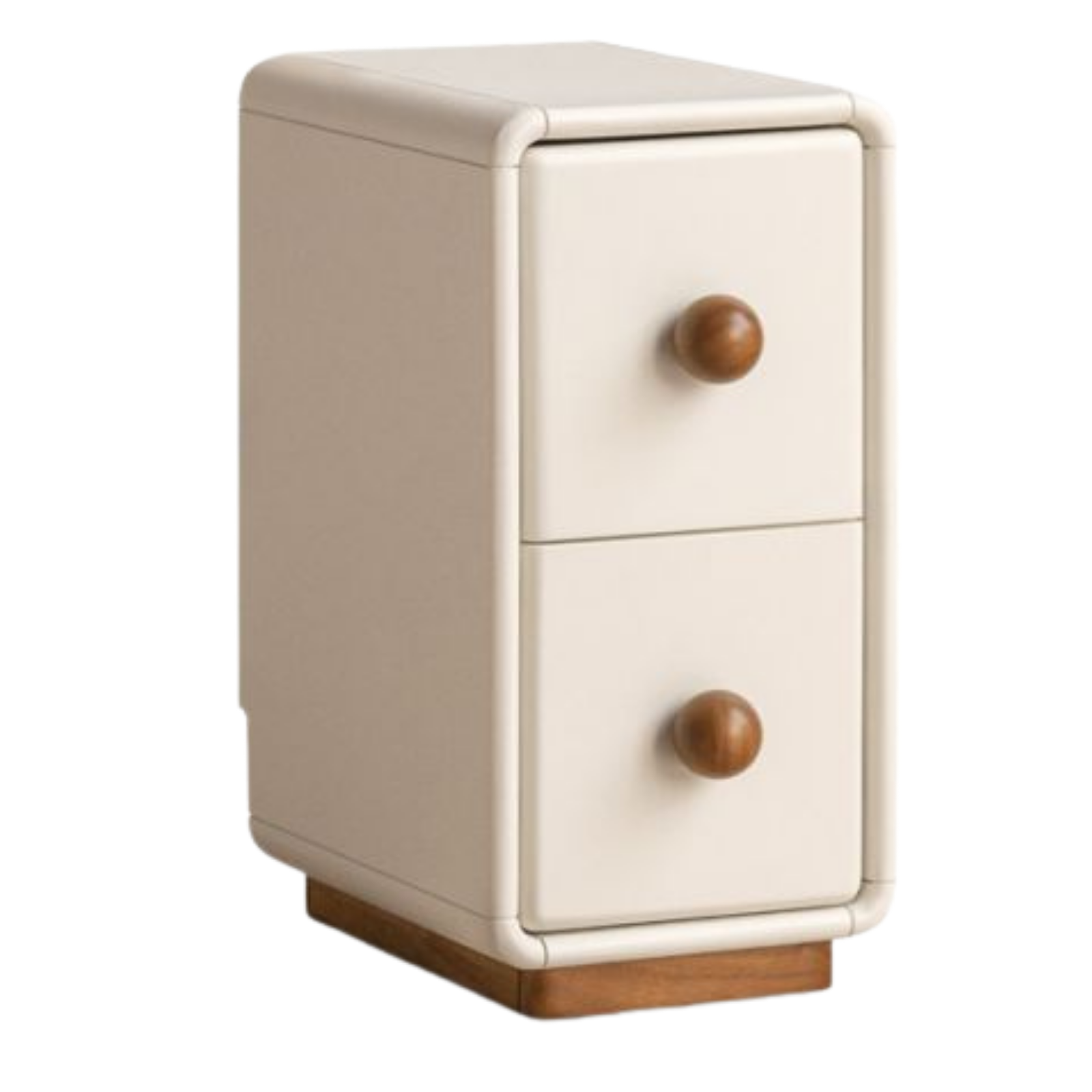 Solid Rubberwood Cream Style Narrow Nightstand