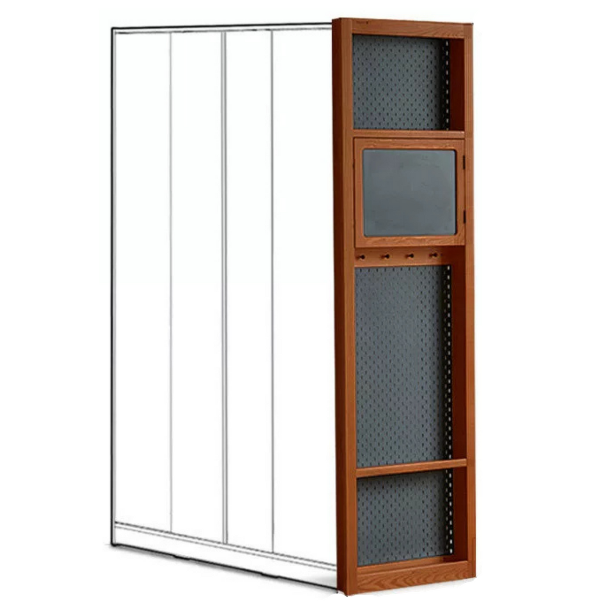 Poplar, Tulipwood Solid Wood Wardrobe Retro Sliding Door Wardrobe