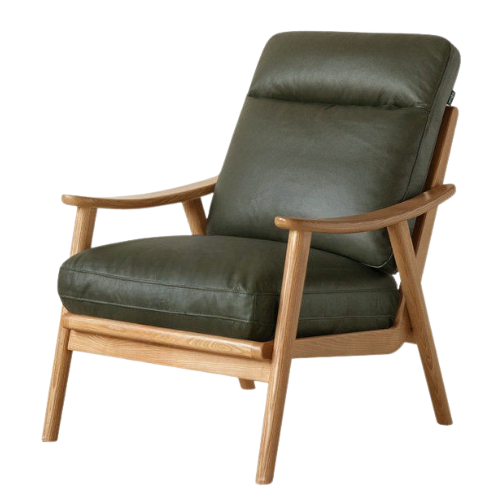 2 pcs Ash Solid Wood Genuine Leather, Fabrics Accent Chair, Modern Minimalist Lounge Chair