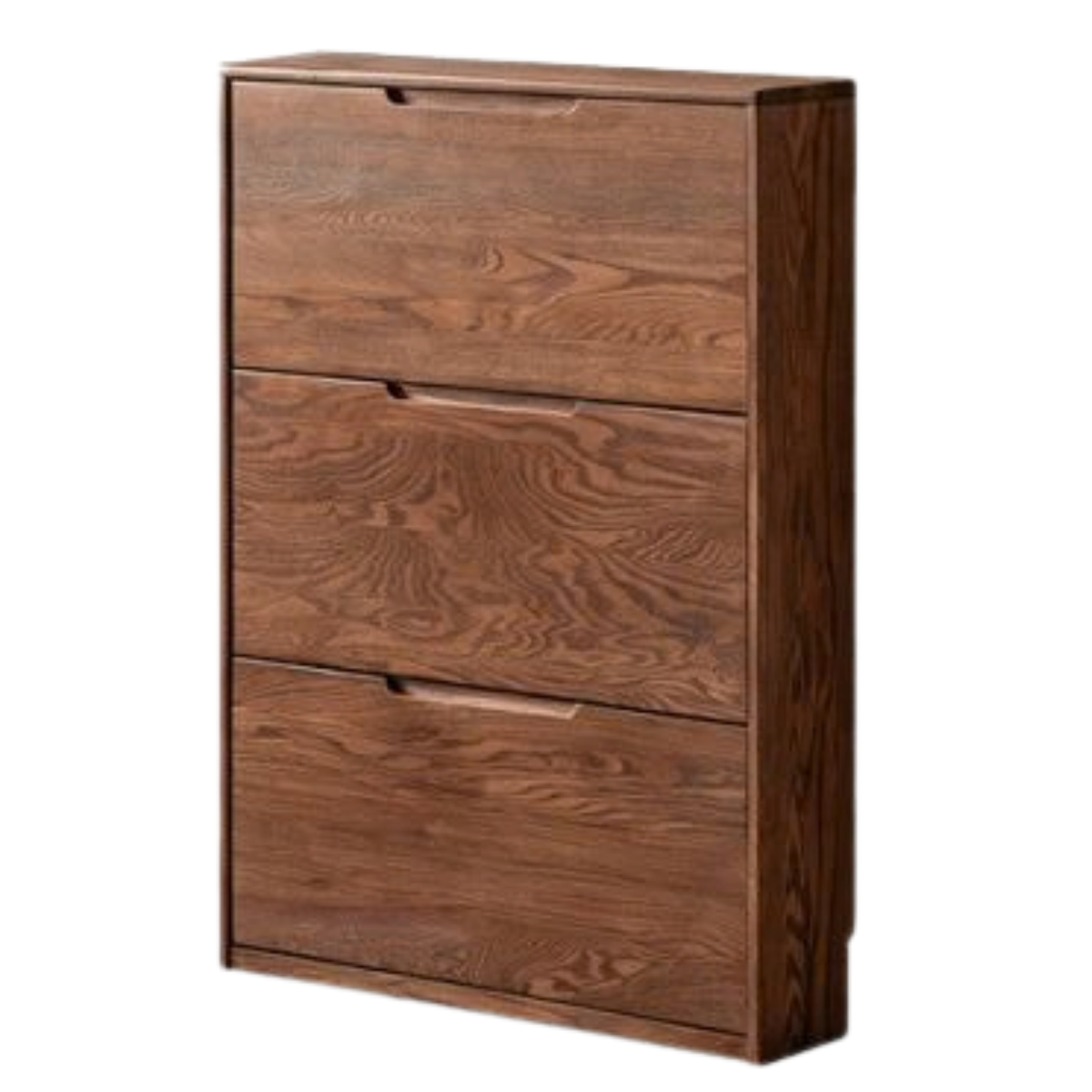 Oak Solid Wood Narrow Hall Tree with Shoe Storage Cabinet and Coat Hooks