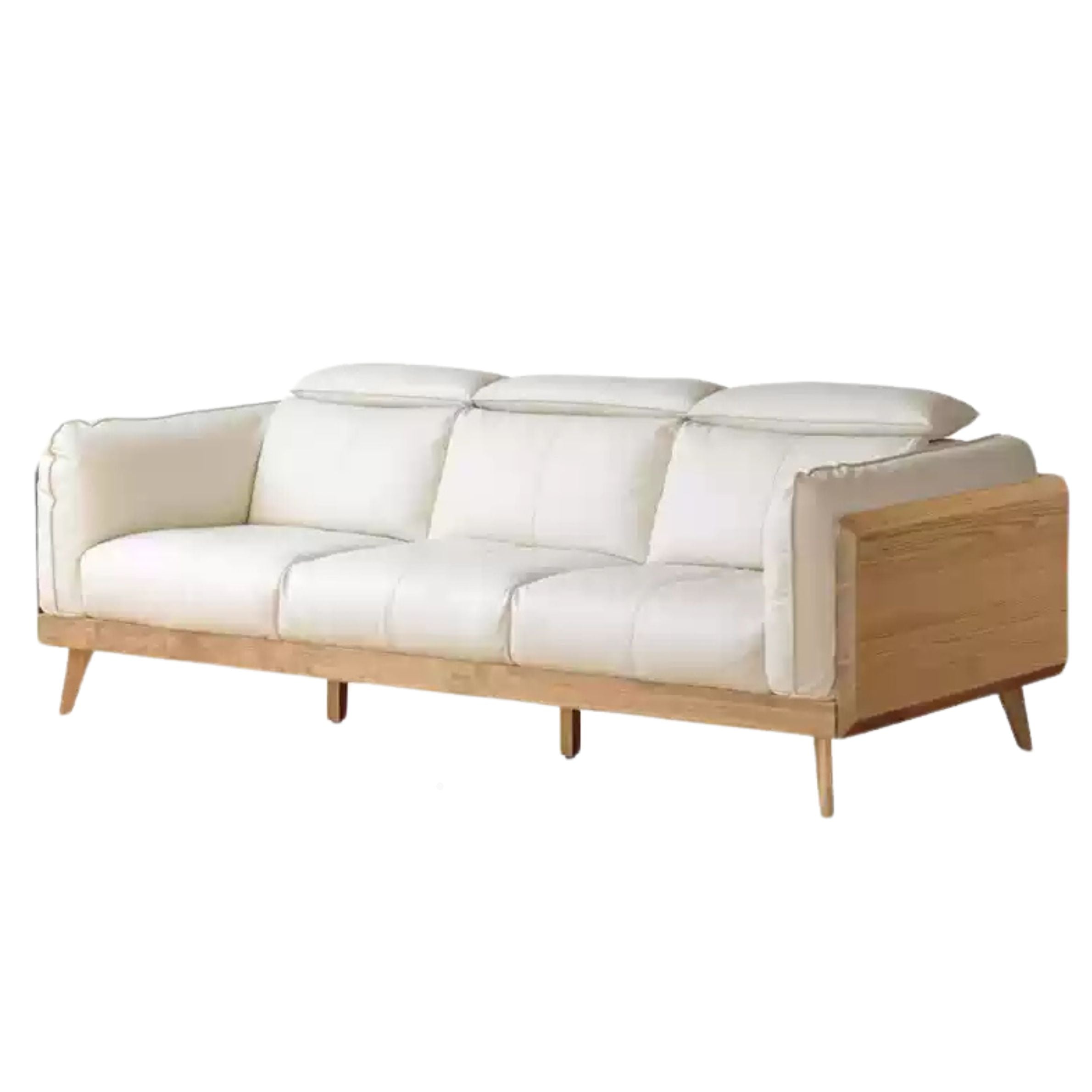 Ash Solid Wood high back Sofa genuine leather, fabric