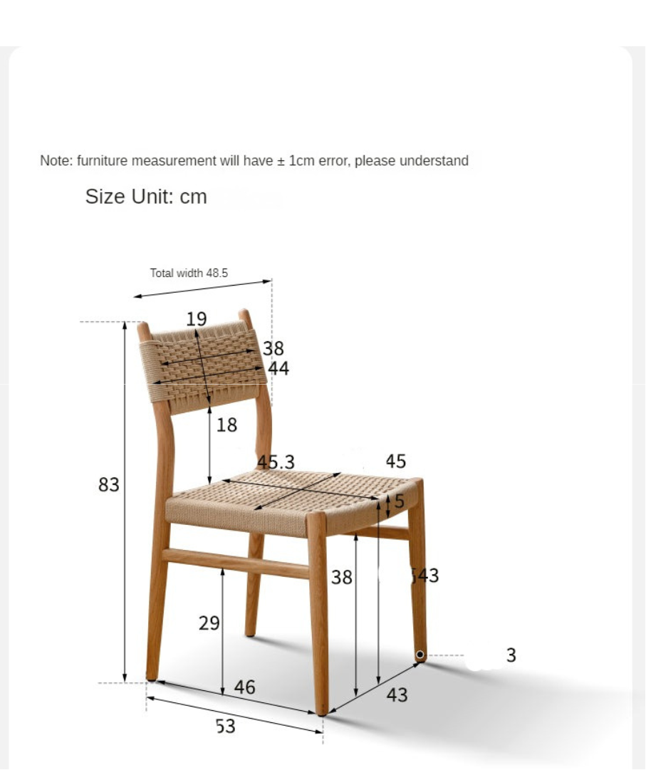 Set 4 pcs Oak, Beech Solid Wood Rope Dining Chair