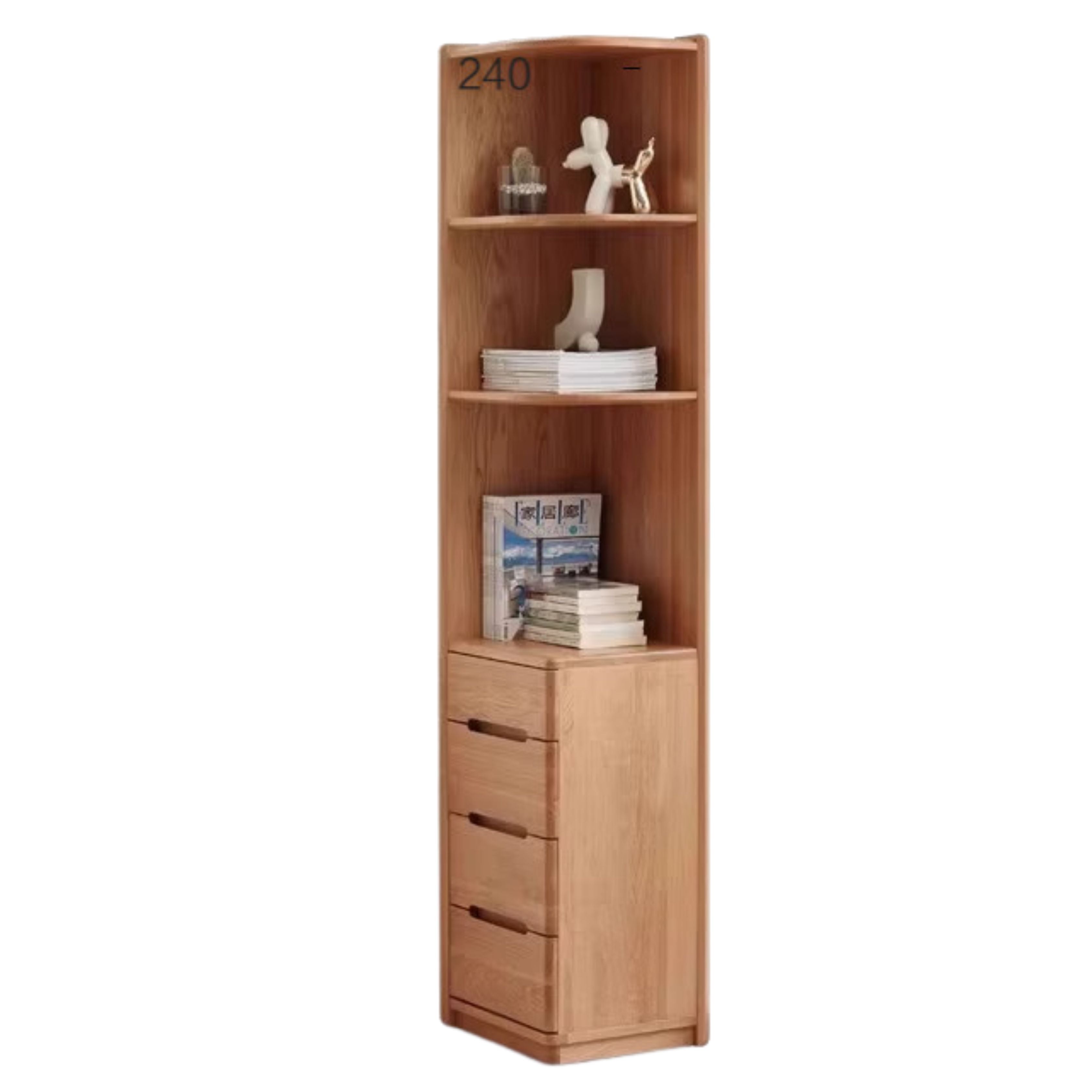 Oak Solid Wood Bookcase Free Combination Floor-to-ceiling Bookshelf