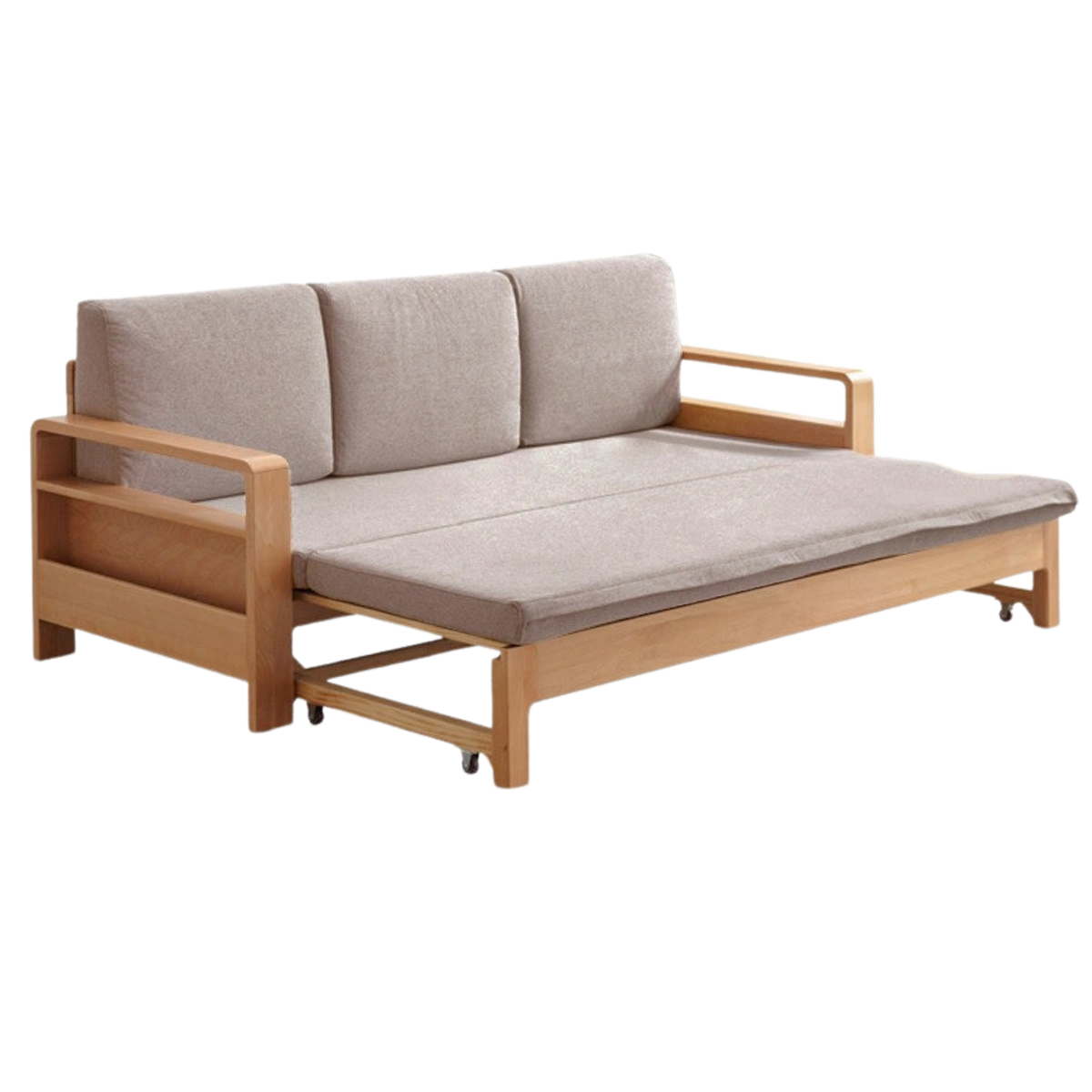Oak, Beech Solid Wood Multifunctional Storage Sofa Bed