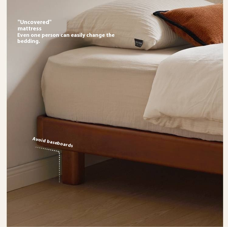 Poplar Solid Wood Platform Bed, Headboard-Free Bed