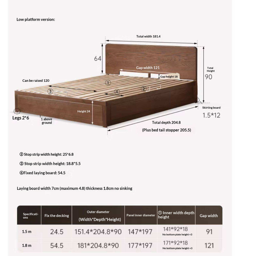 Oak Solid Wood Modern Simple Double Storage Box Bed