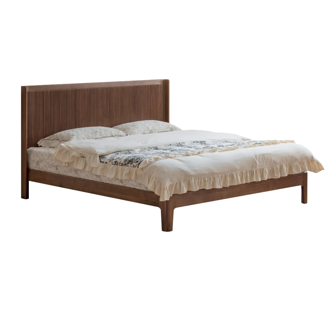 Black Walnut Solid Wood Italian Light Luxury Retro Bed