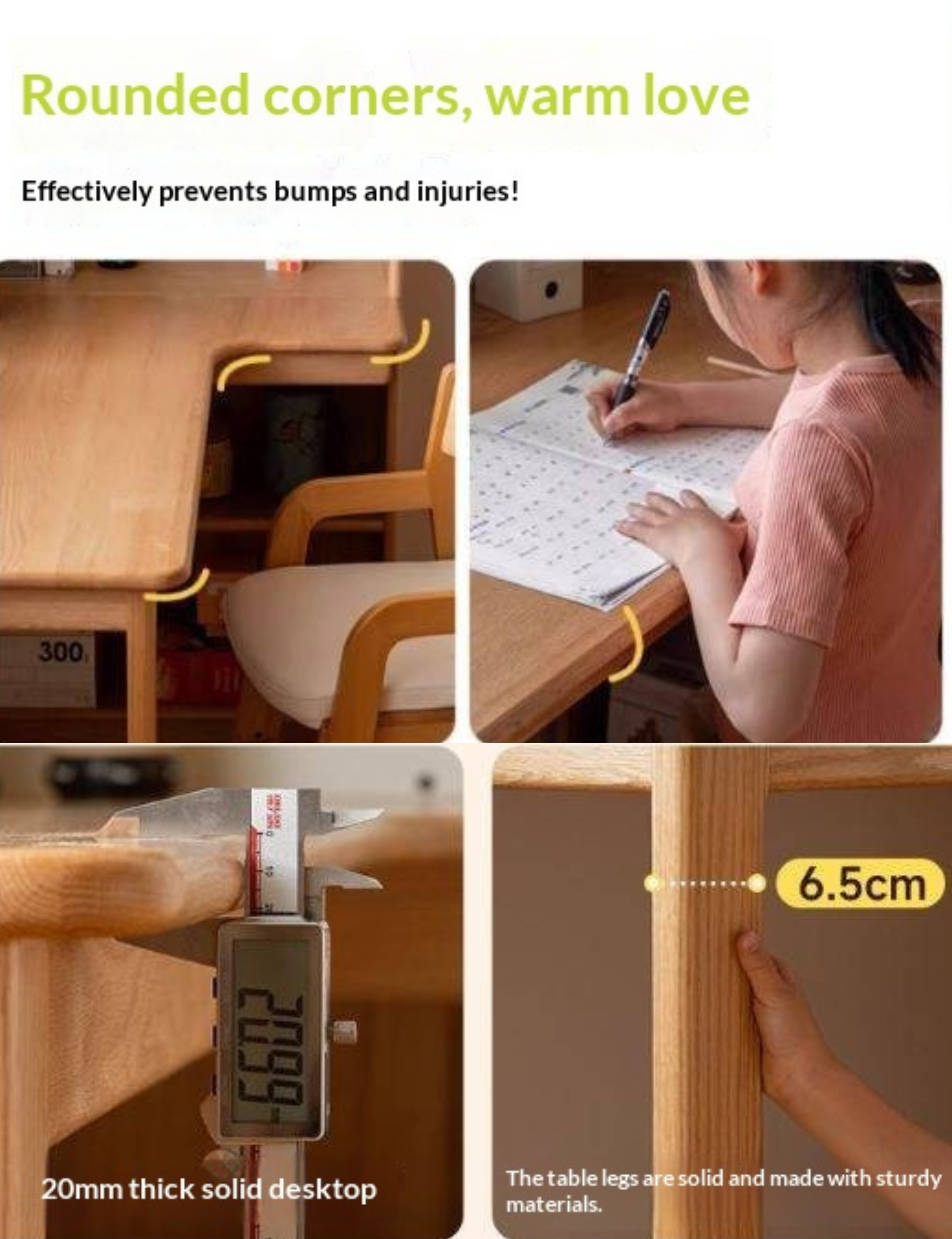 Oak Solid Wood Children's Study Desk, Bookshelf, Wardrobe