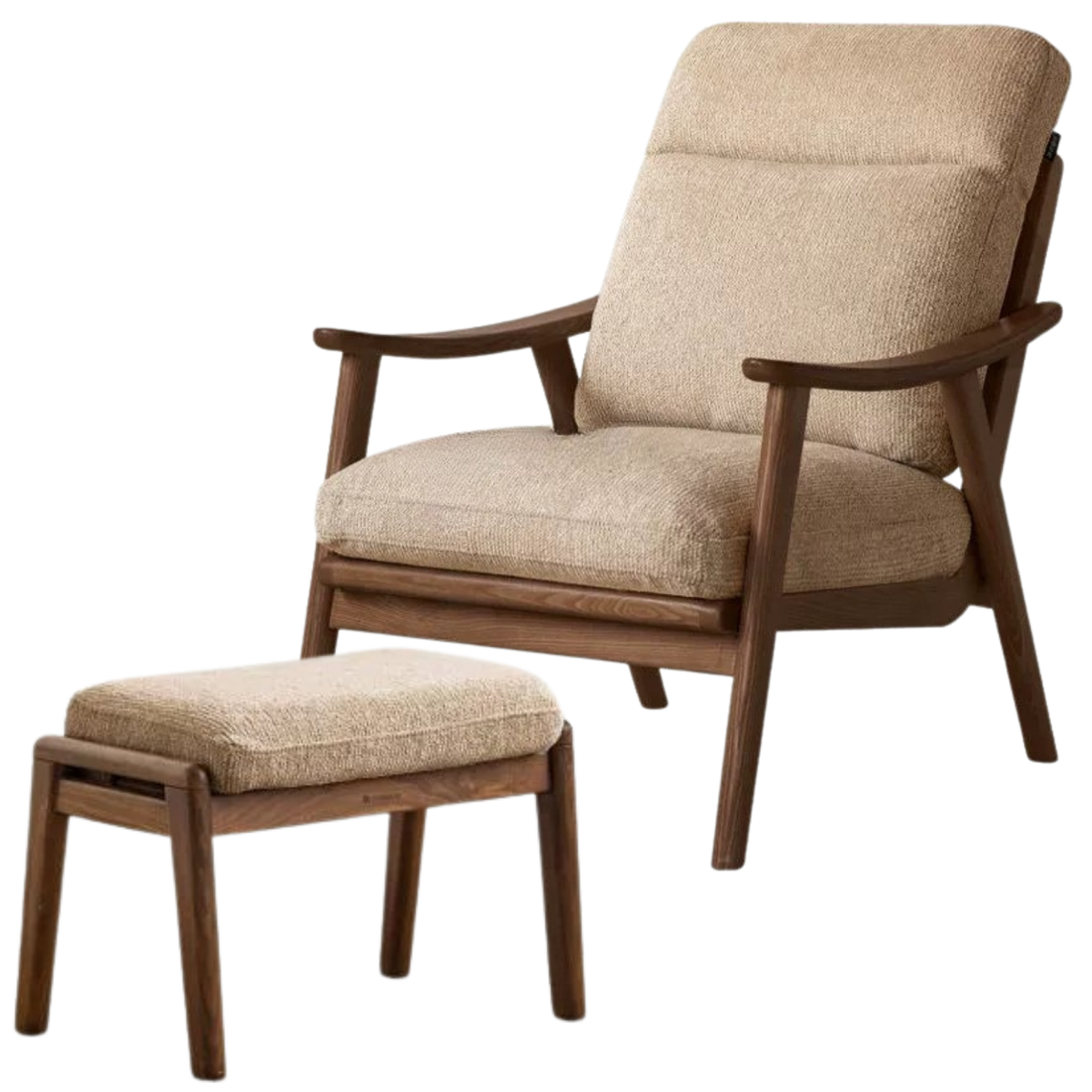 Black Walnut, Ash, Golden Pear Solid Wood Mid-Century Accent Chair with Open Arms