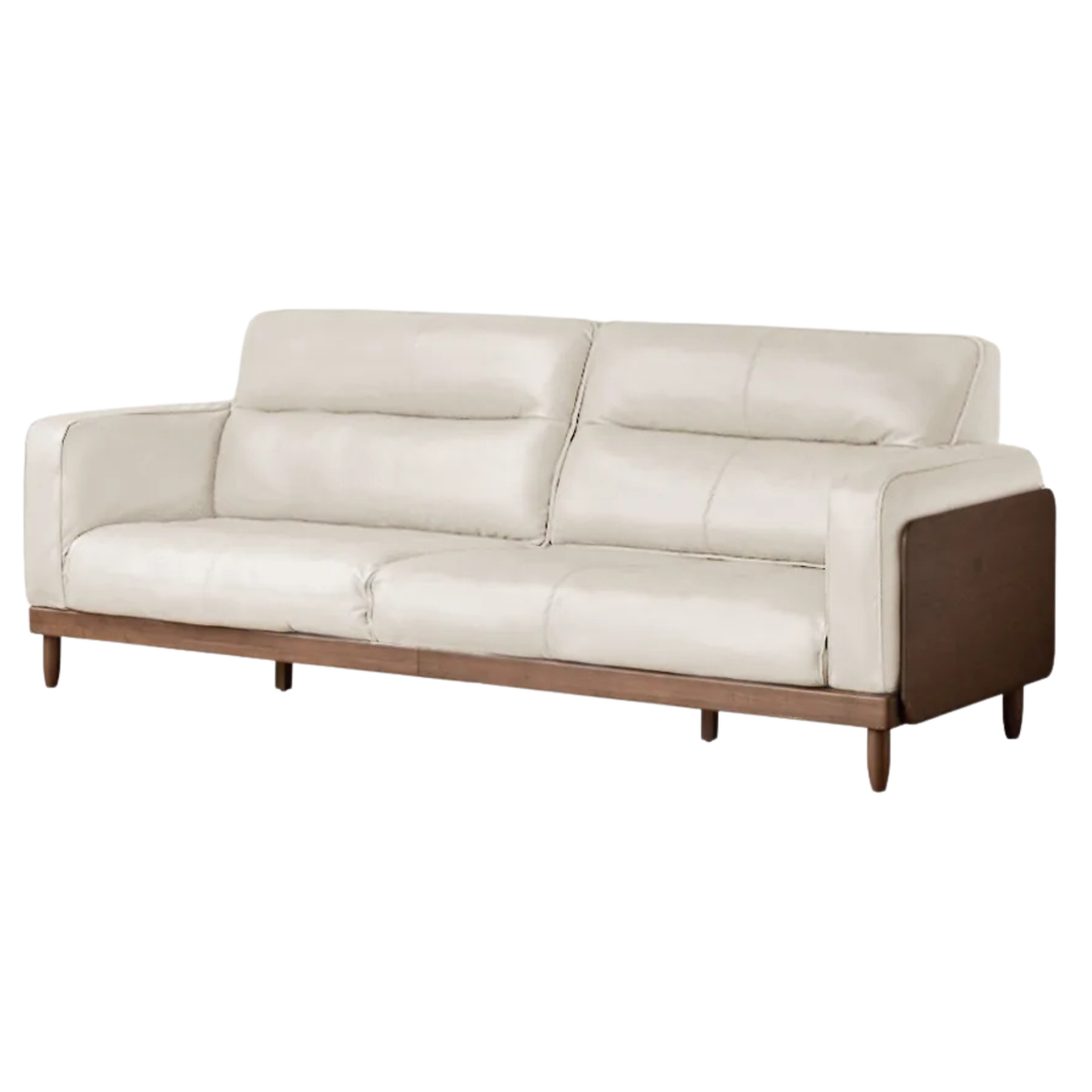 Black Walnut, Ash,  Sandalwood Solid Wood Genuine Leather, fabrics Sofa with High-Back Design