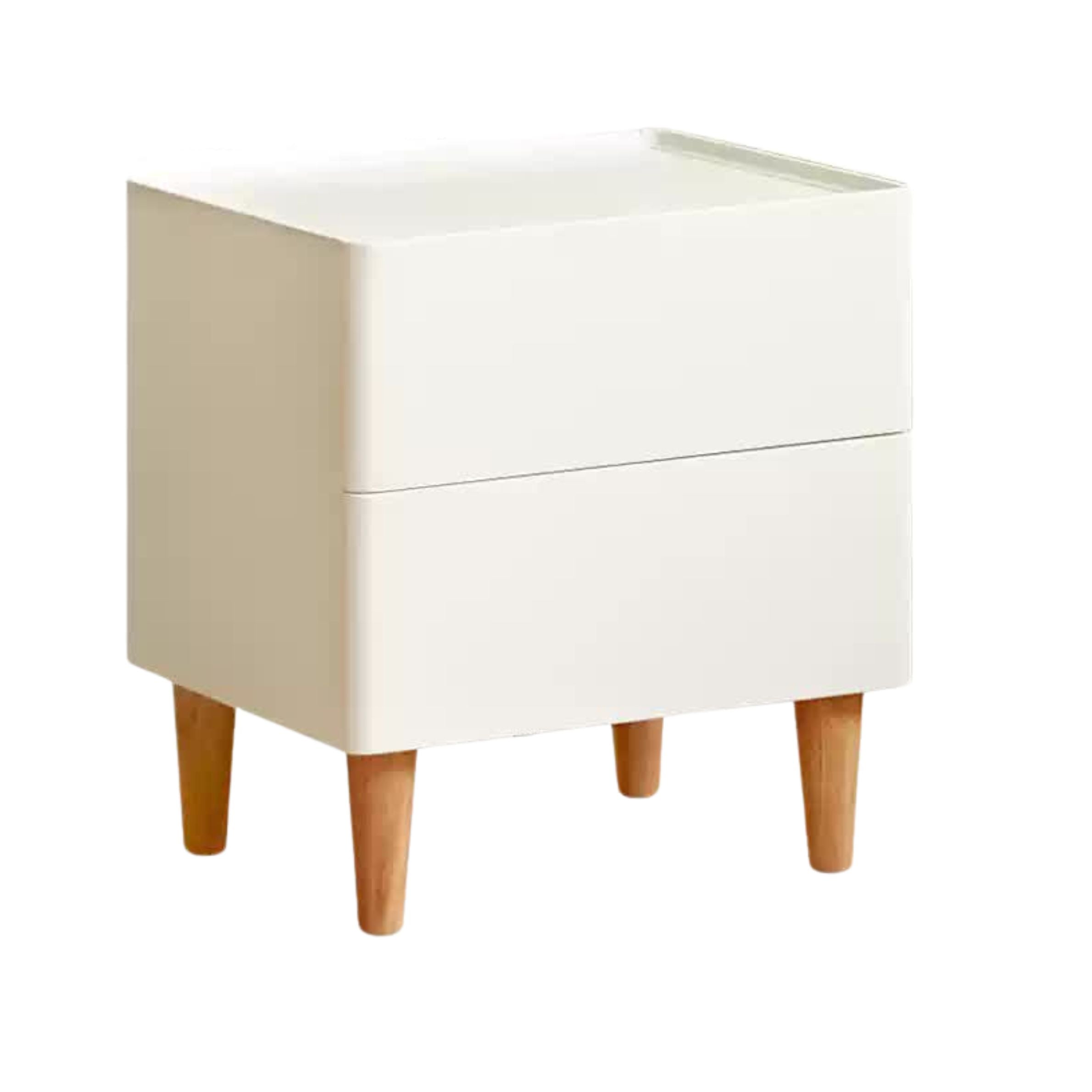 Rubber Solid Wood Cream Style Nightstand