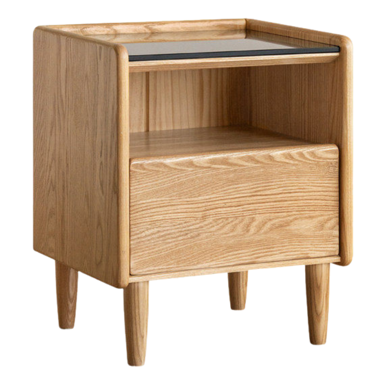Black Walnut, White Ash, Cherry, Poplar, Tulipwood, Solid Rubberwood Modern Nightstand.