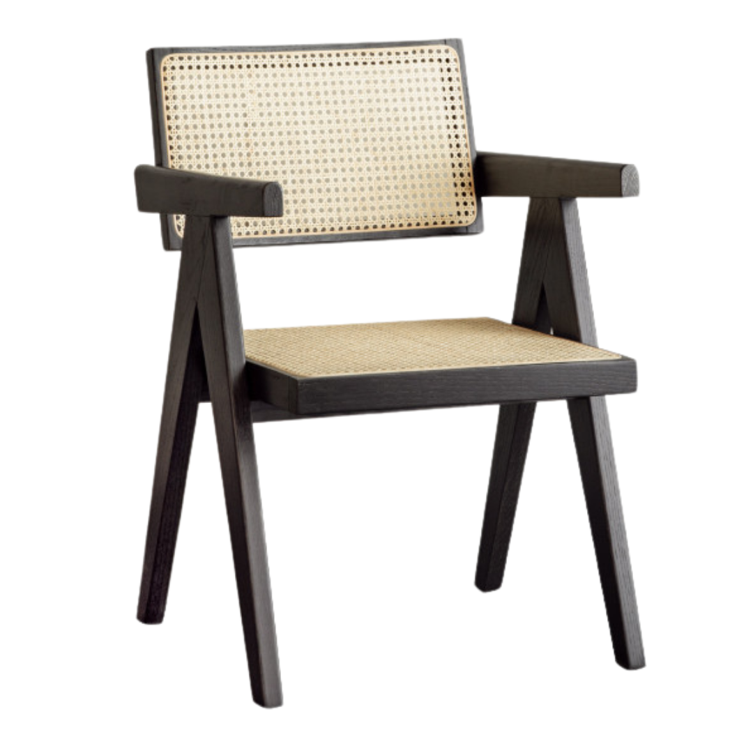 Ash, Oak, Cherry, Black Walnut Solid Wood Retro Rattan Chair: