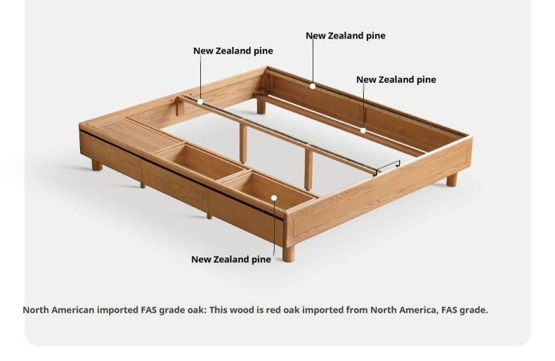 Oak Solid Wood Platform Bed — Headboard-Free, Drawer Storage, Simple Pull-Out Design