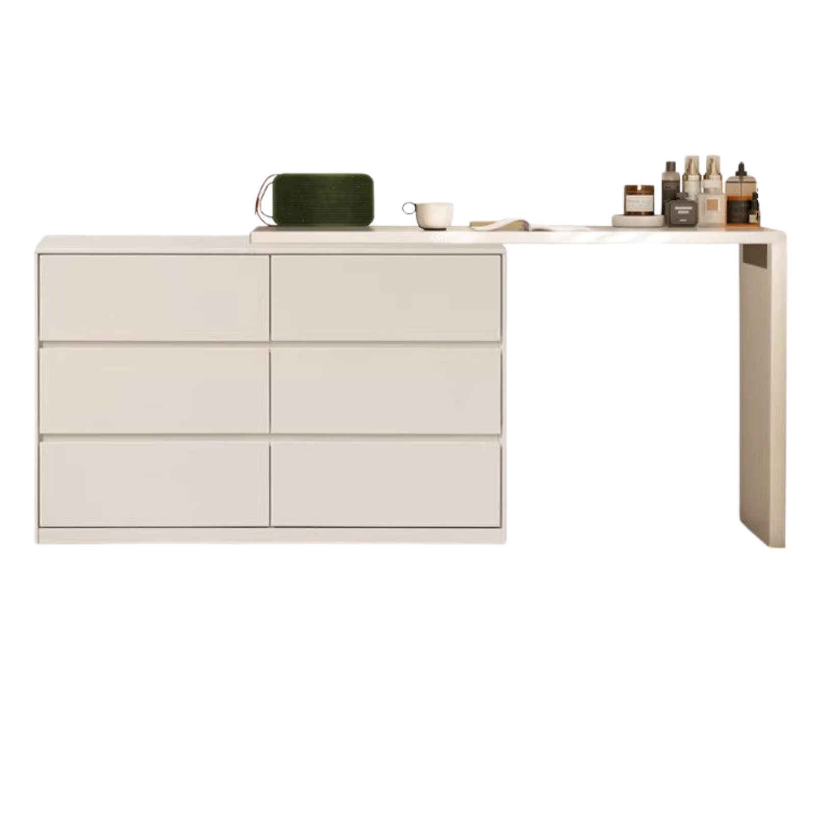Solid Rubberwood Cream Style Vanity Table Integrated Drawer.