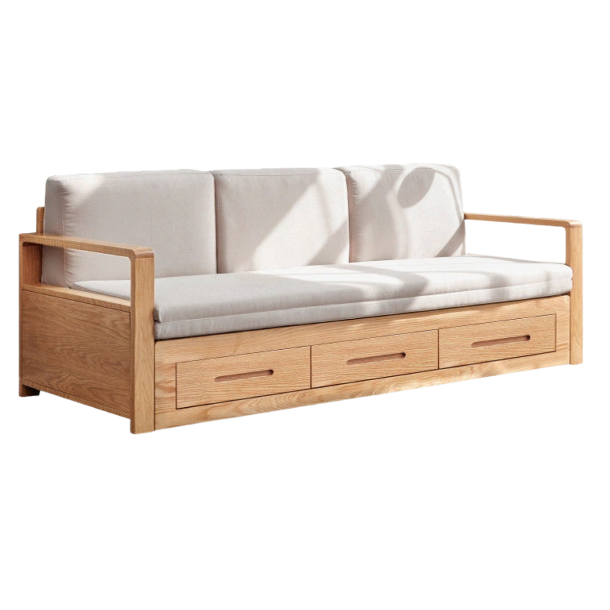 Oak, Ash Solid Wood Wood Daybed with Trundle and Storage Drawers