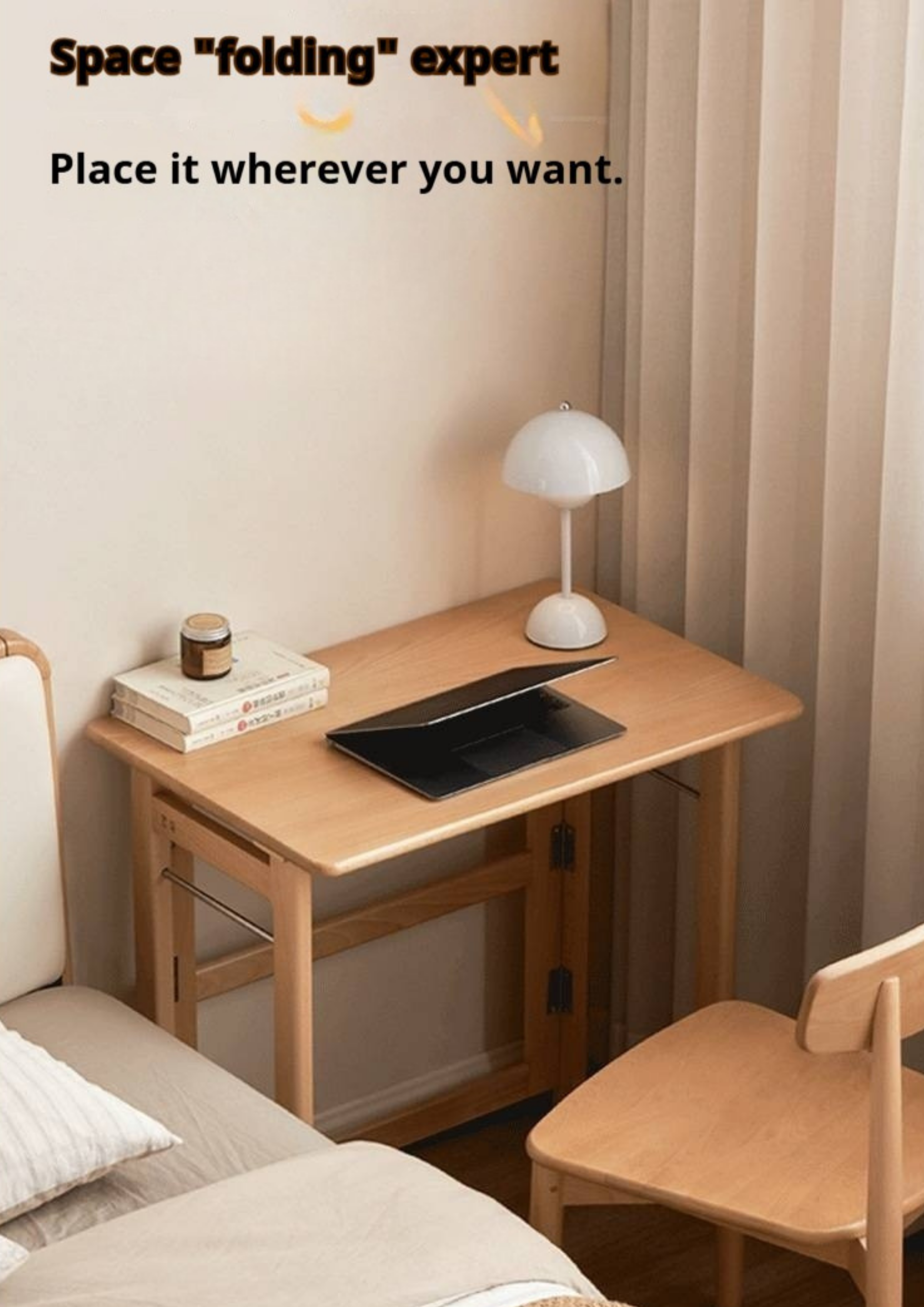Beech Solid Wood Folding Study Table