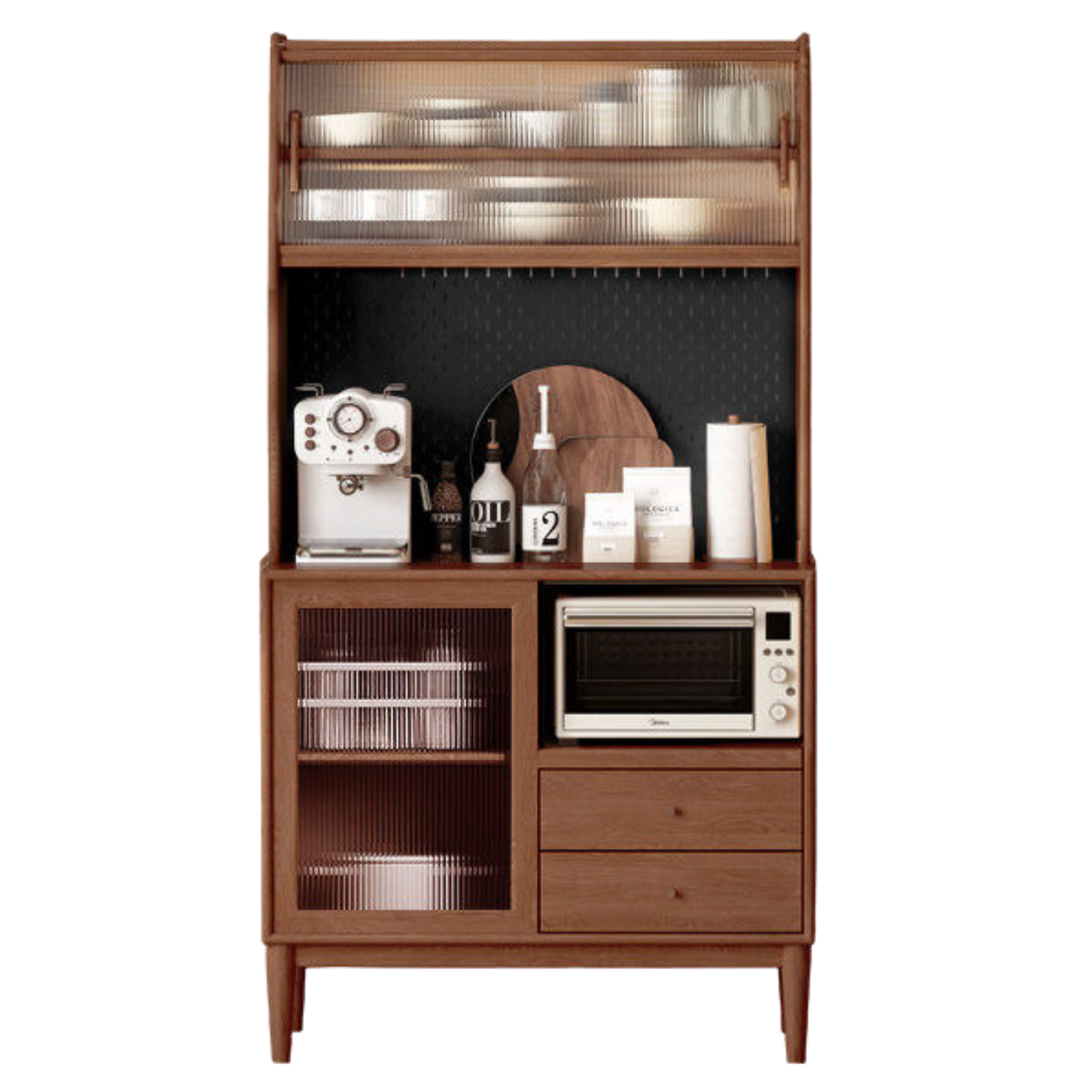 Ash Solid Wood Sideboard High Wine Cabinet Buffet