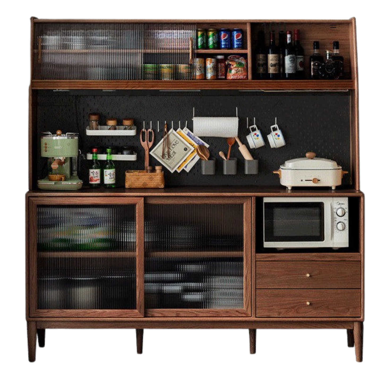 Ash Solid Wood Sideboard High Wine Cabinet Buffet