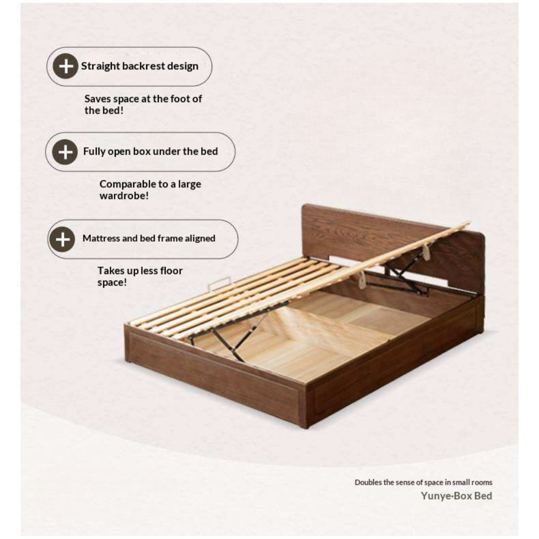 Oak Solid Wood Modern Simple Double Storage Box Bed