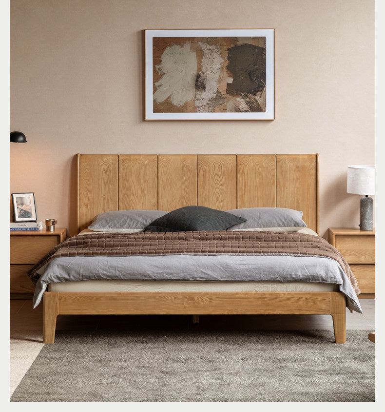 Ash Solid Wood Channel Tufted Platform Bed
