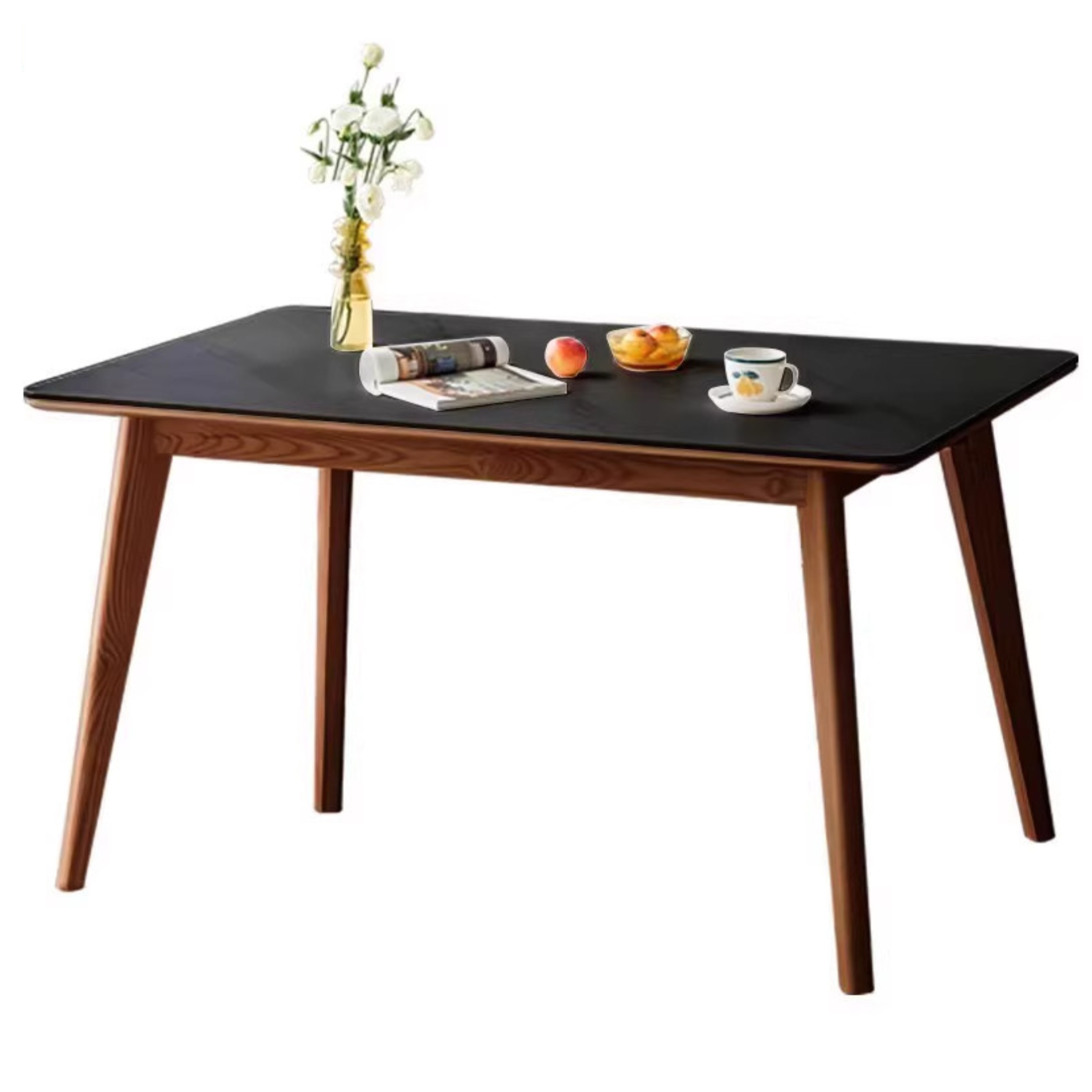 Black Walnut Solid Wood Rock Plate Dining Table