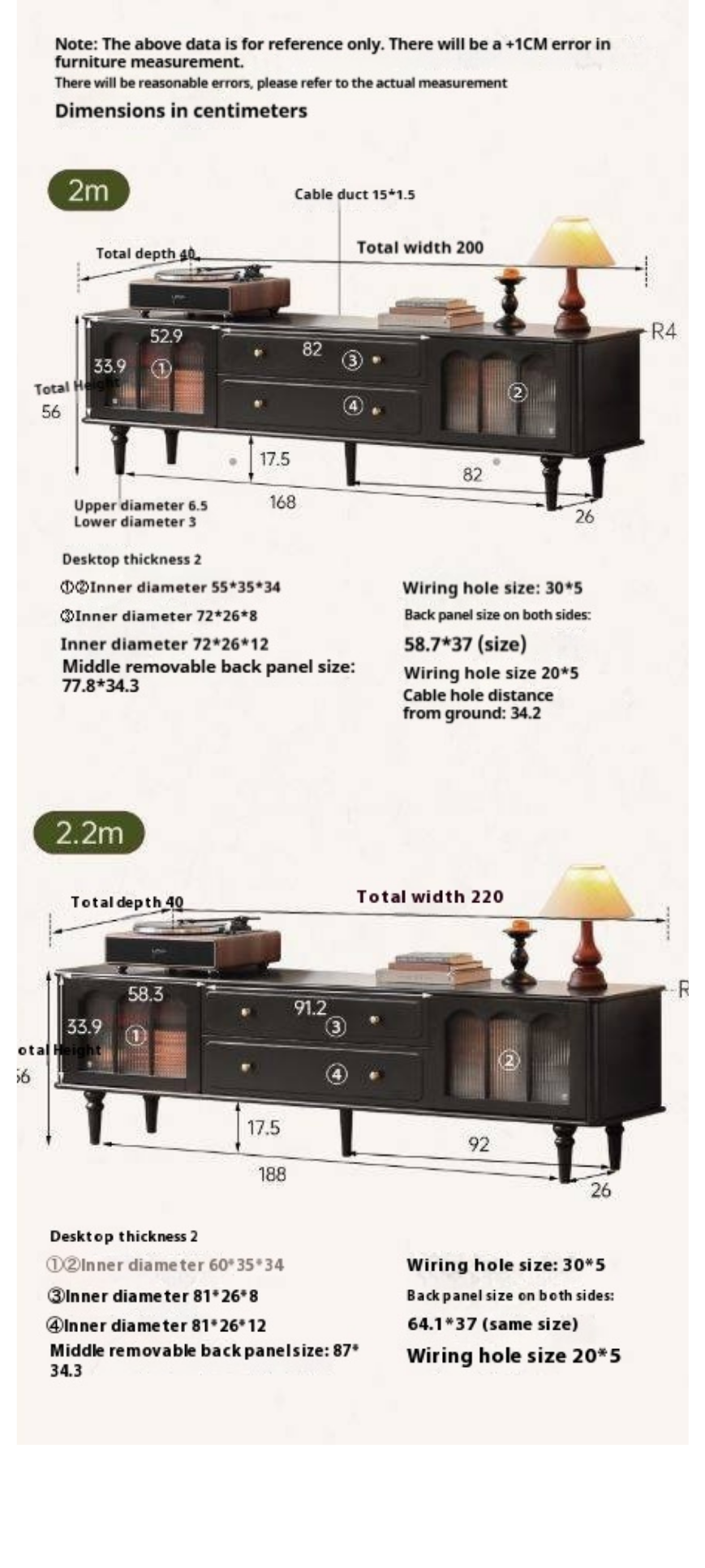 Solid RubberWood French Retro TV Stand