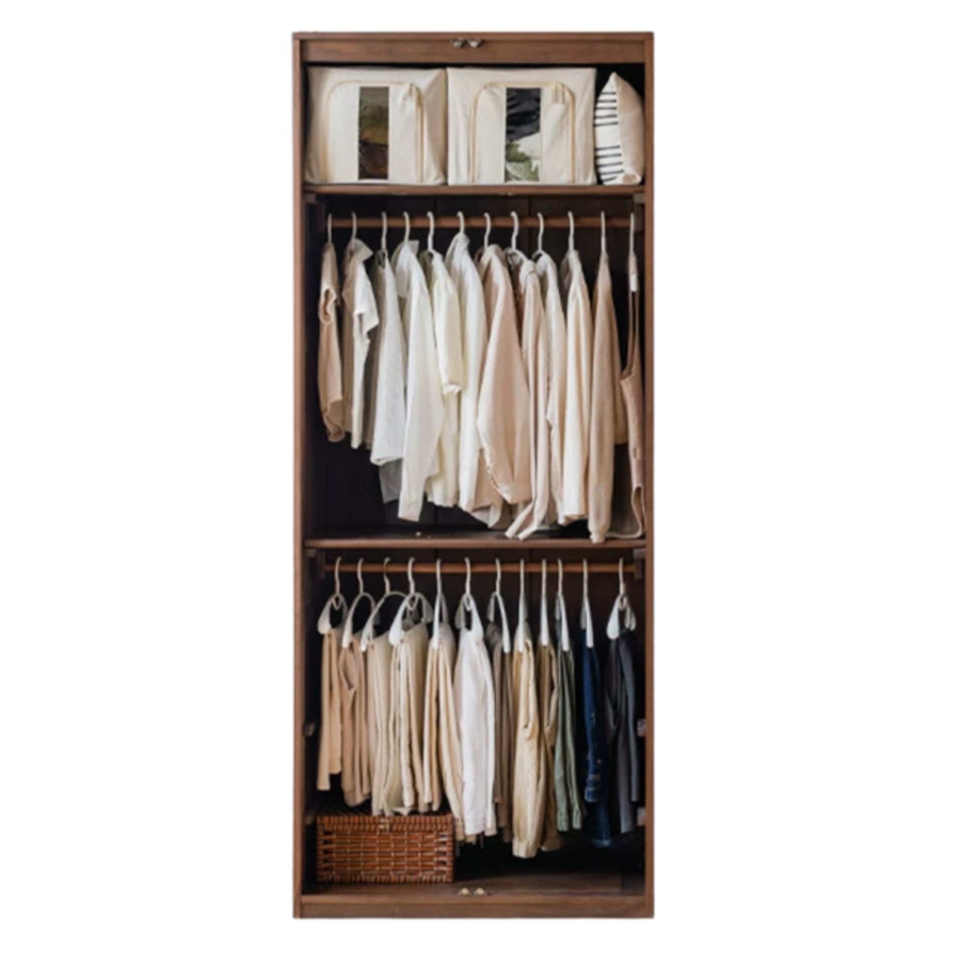 Black Walnut Solid Wood Wardrobe In Vintage Style