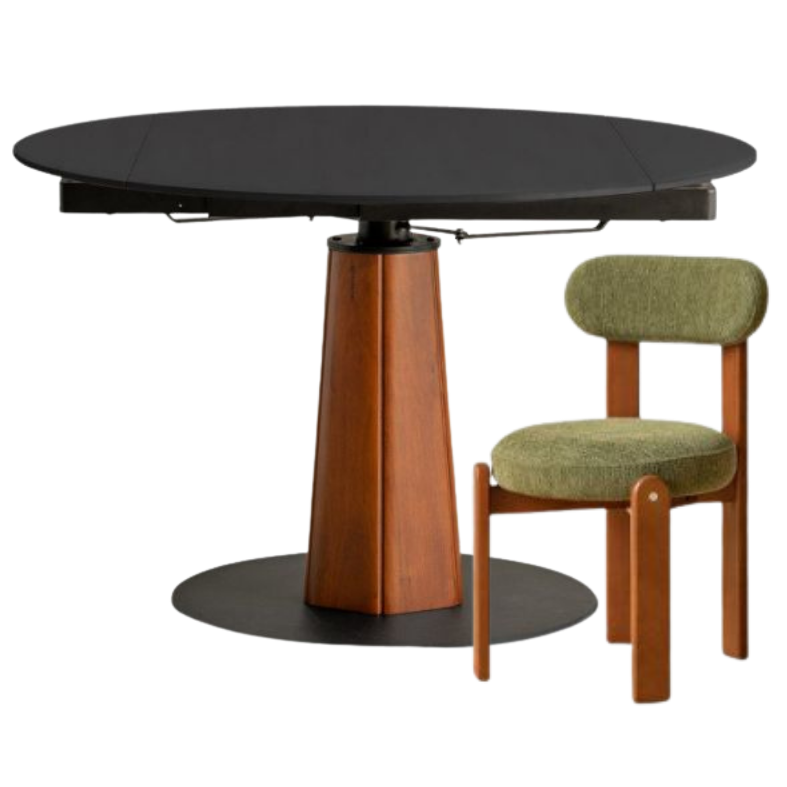 Tulipwood Solid Wood Rock Plate Round Table with Folding Feature