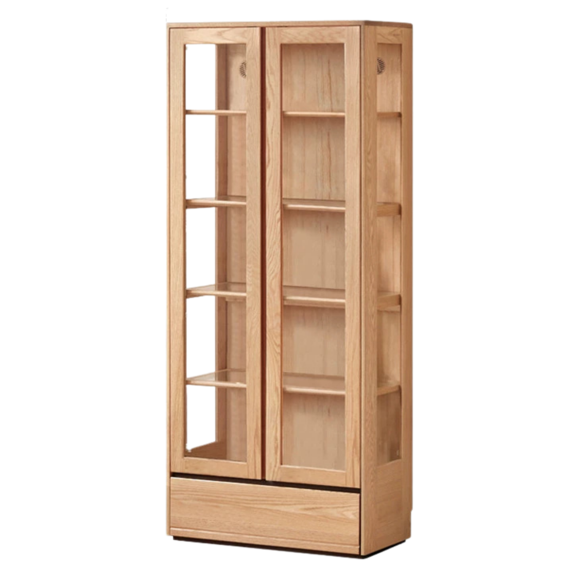 Ash Solid Wood Modern Glass Bookcase