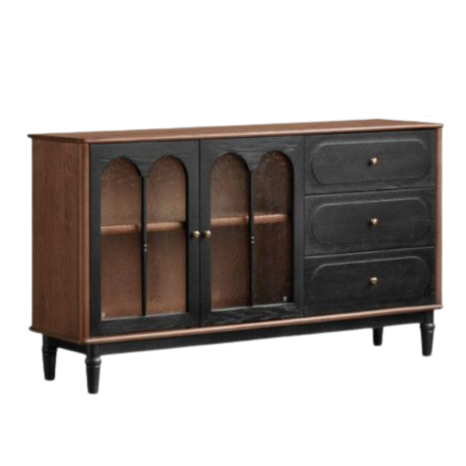 Ash Solid Wood Sideboard with American Retro Style and Storage Cabinet