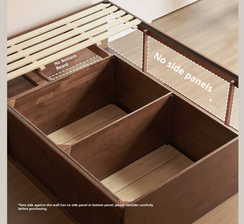 Rubberwood Solid Wood Modern Simple Box Platform Bed, Headboard-Free Bed