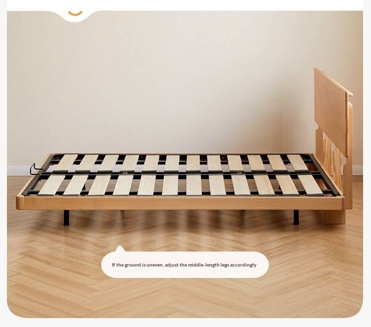 European Beech Solid Wood Bed — Nordic Minimalist Style