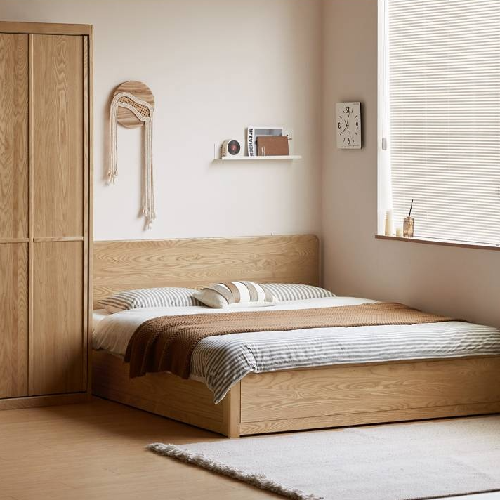 Ash Solid Wood Box Bed