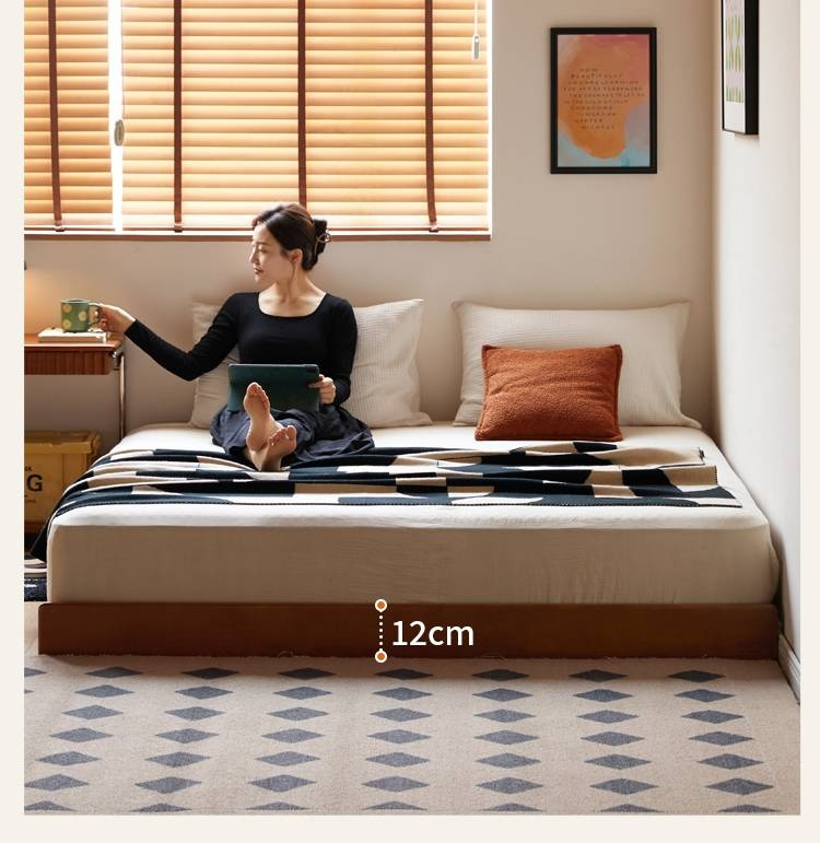 Poplar Solid Wood Platform Bed, Headboard-Free Bed
