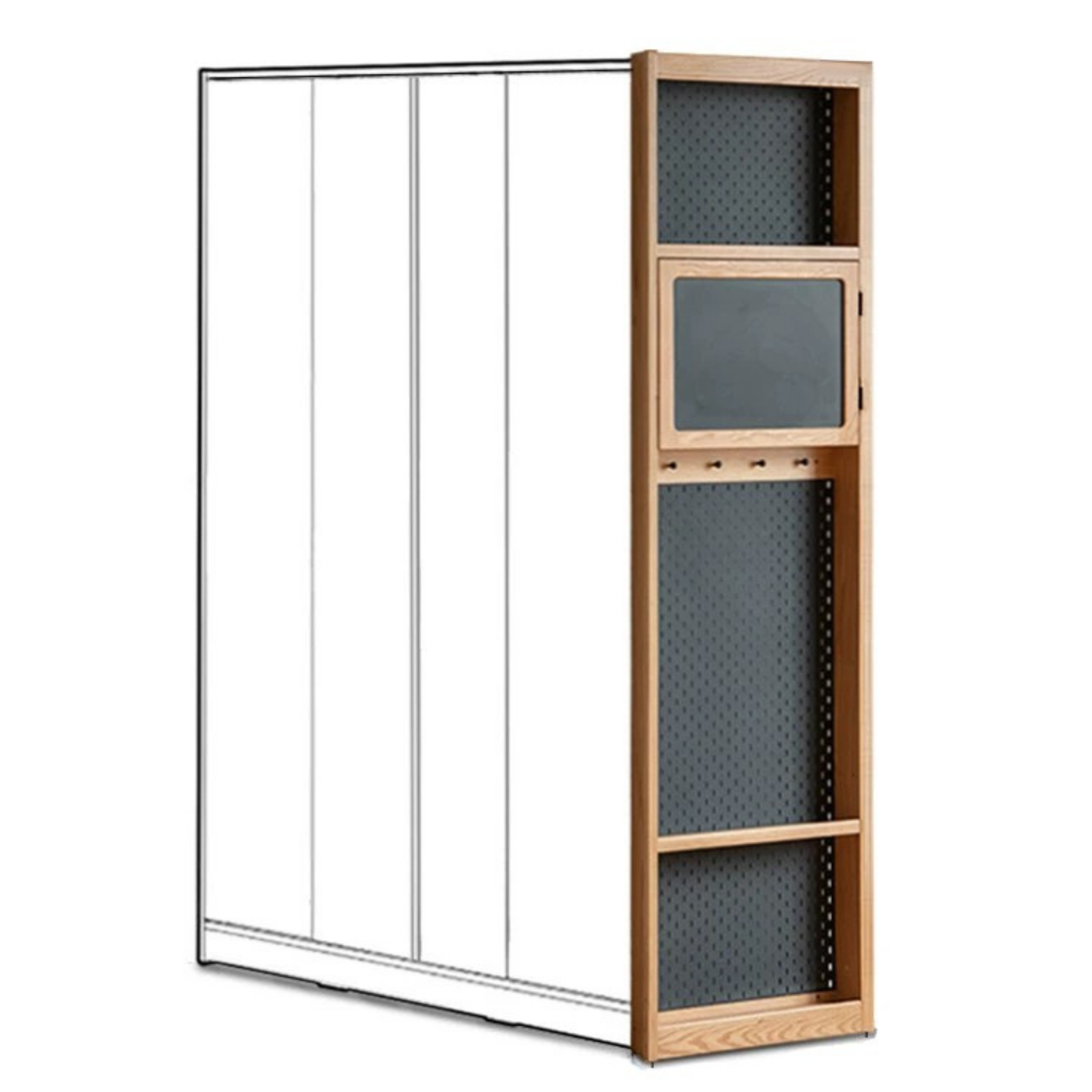 Oak, Cherry Solid Wood Corner Wardrobe