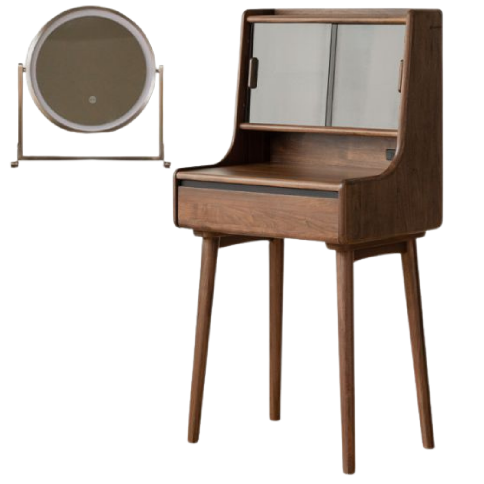 Black Walnut, Sandalwood Solid Wood Light Luxury Multifunctional Dressing Table
