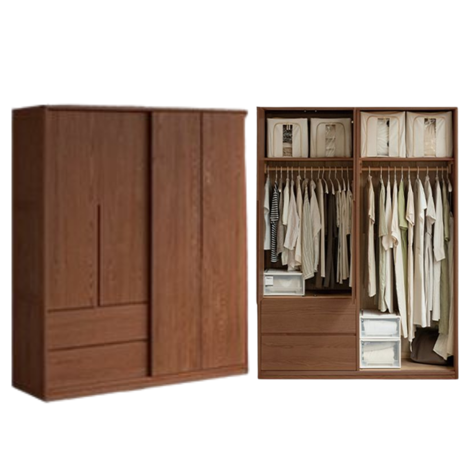 Oak Solid Wood Modern Style Wardrobe