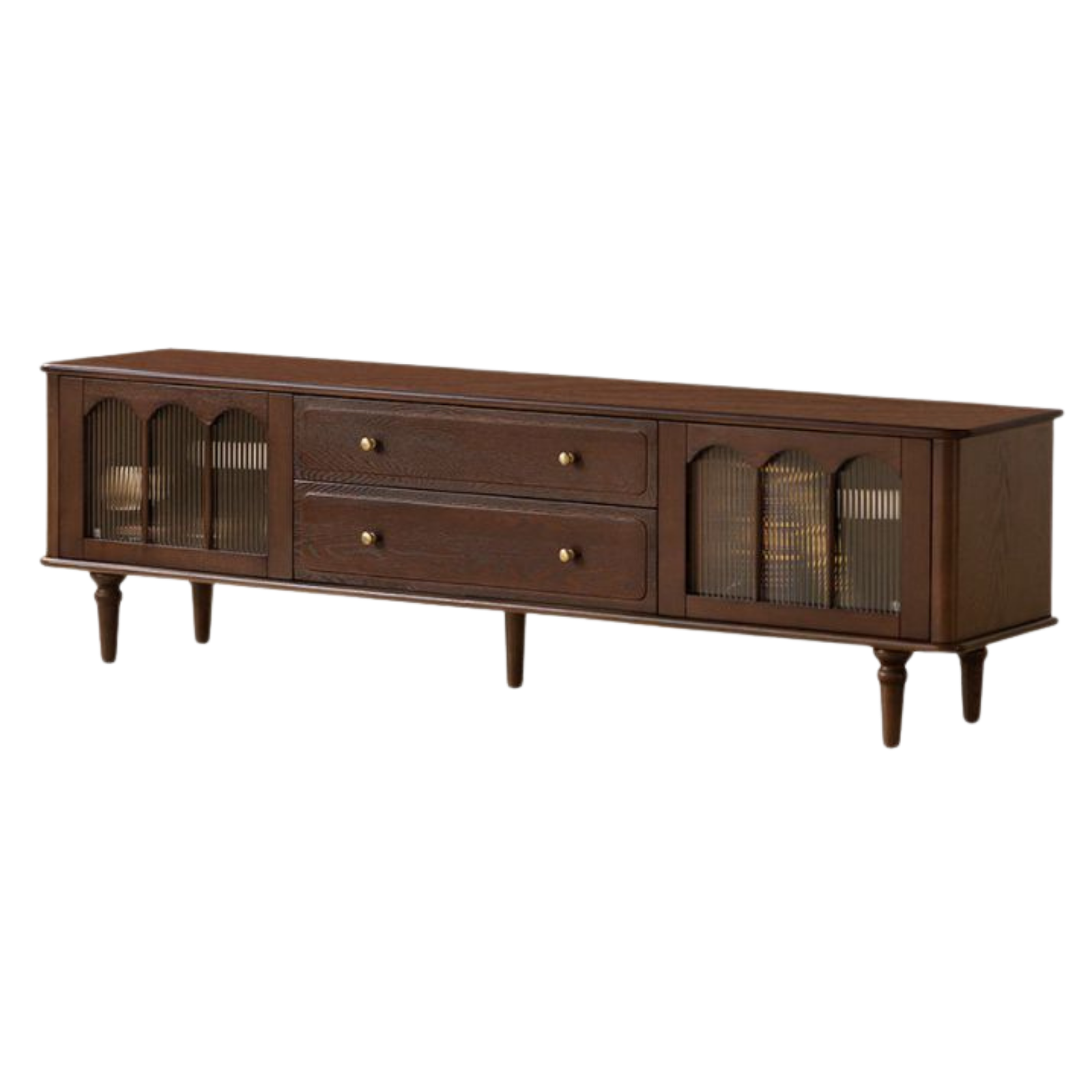 Ash Solid Wood TV Stand with American Retro Design and Tall Storage Cabinet
