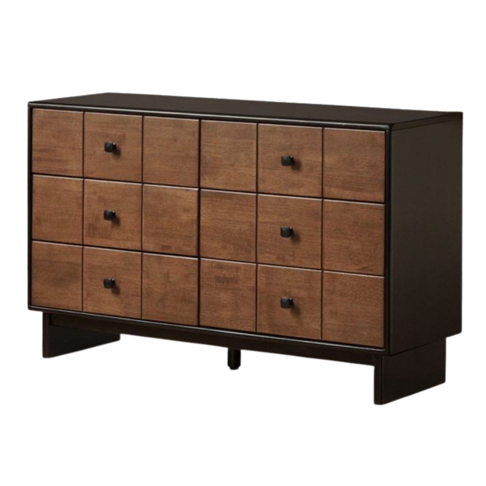 Solid RubberWood Chest of Drawers Grid Panel Dresser