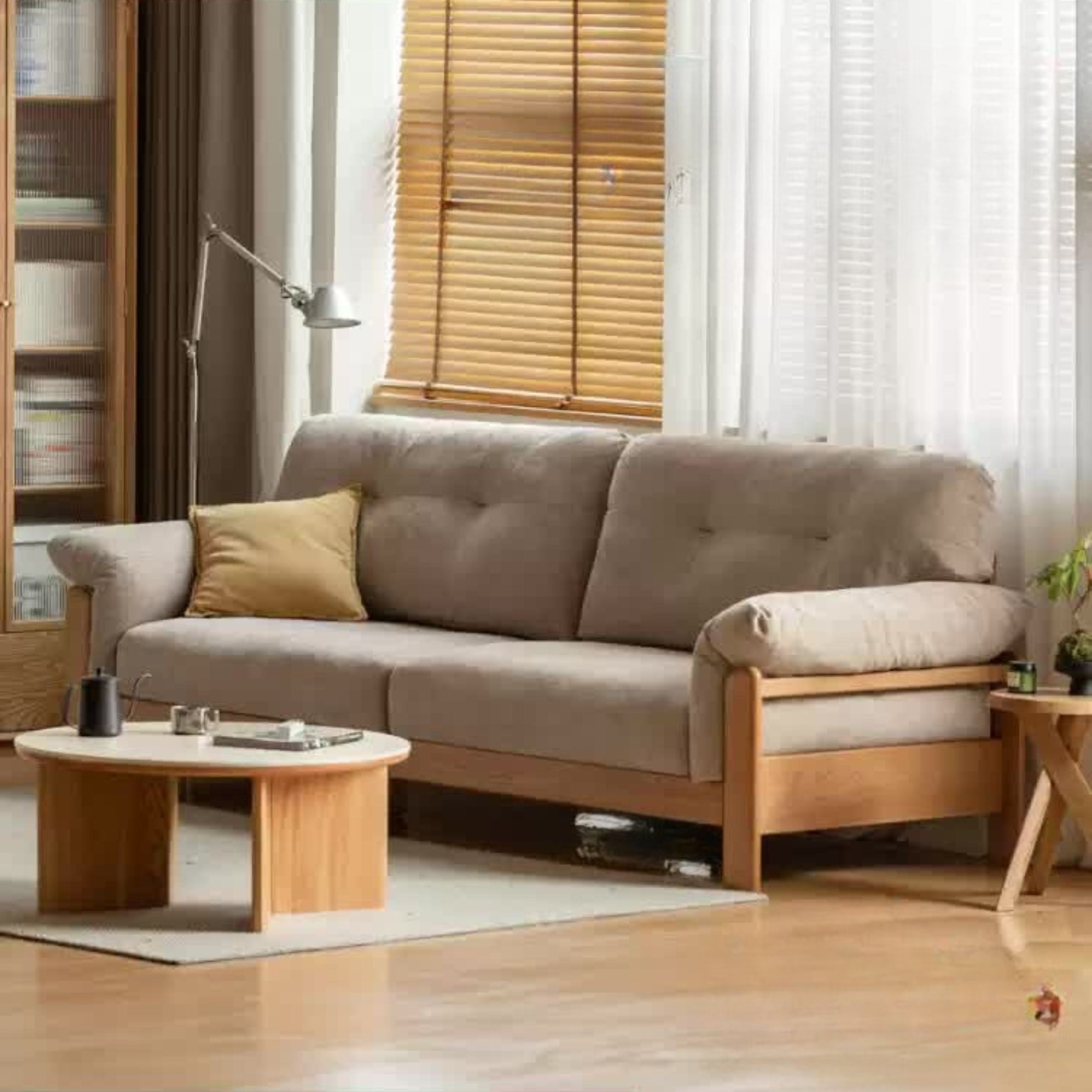 Ash Solid Wood Genuine leather, fabric sofa