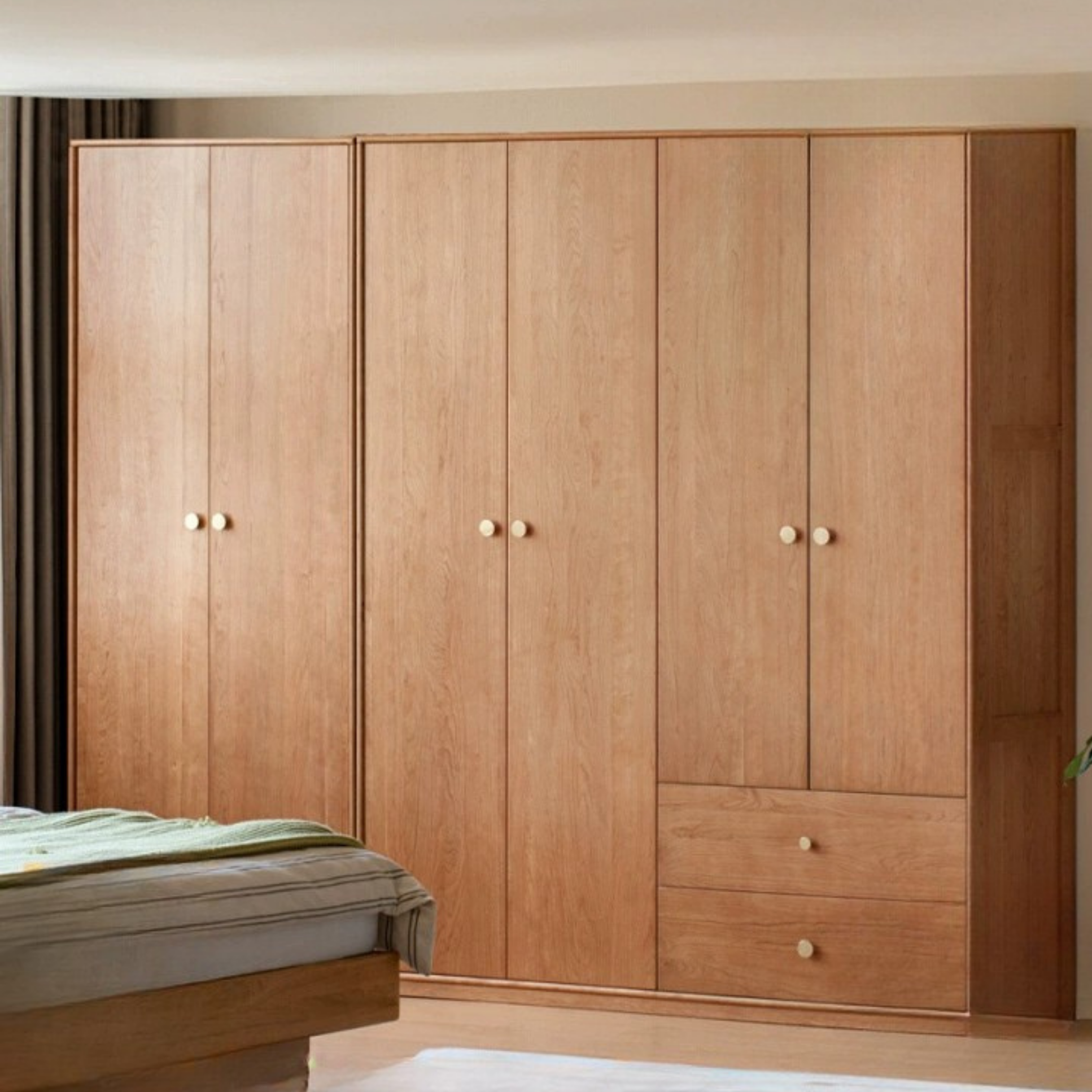 Сherry Solid Wood Exquisite Wardrobe.